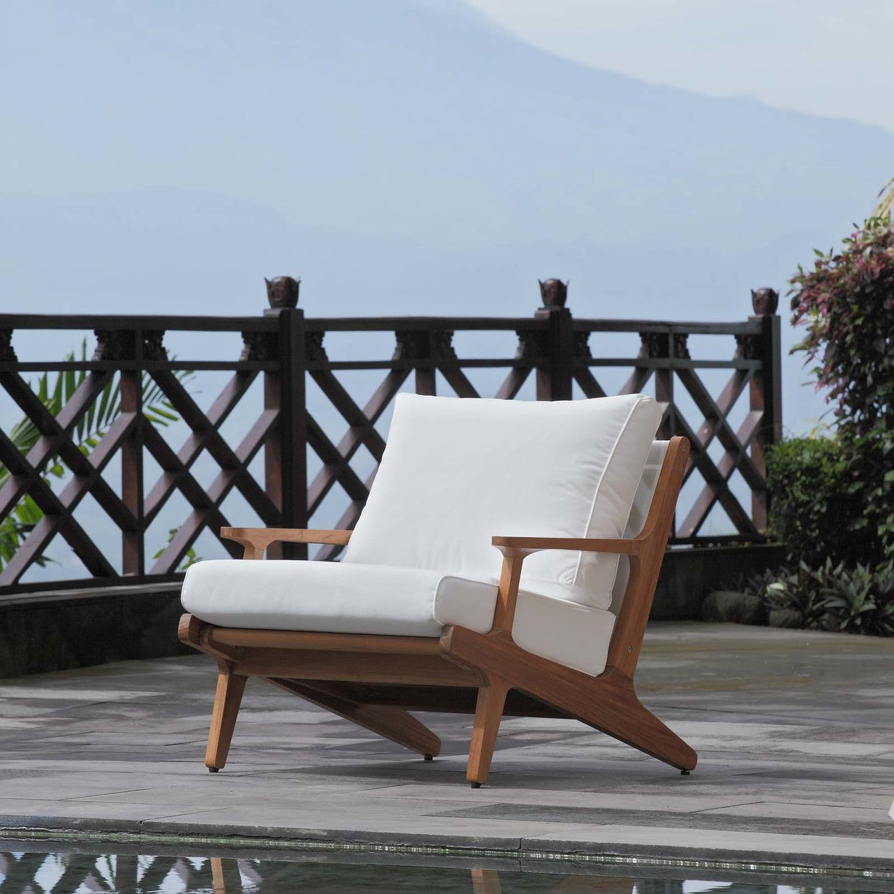 Saratoga Outdoor Patio Teak Armchair, Wood, White Natural 13880