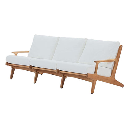 Saratoga Outdoor Patio Premium Grade A Teak Wood Sofa, Wood, White Natural 15019