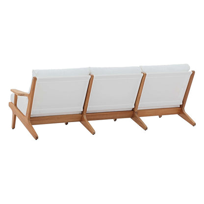 Saratoga Outdoor Patio Premium Grade A Teak Wood Sofa, Wood, White Natural 15019
