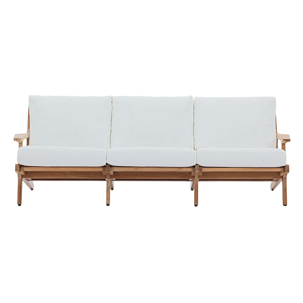 Saratoga Outdoor Patio Premium Grade A Teak Wood Sofa, Wood, White Natural 15019