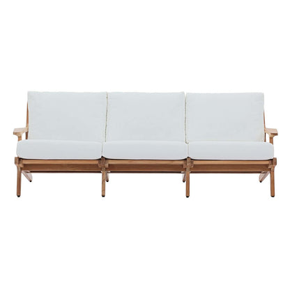 Saratoga Outdoor Patio Premium Grade A Teak Wood Sofa, Wood, White Natural 15019
