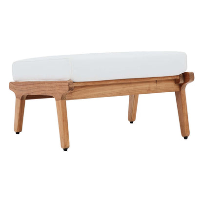 Saratoga Outdoor Patio Teak Ottoman, Wood, White Natural 13881