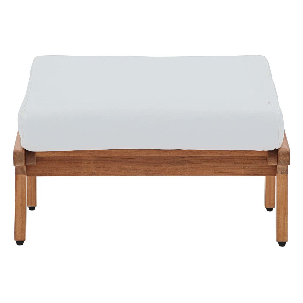 Saratoga Outdoor Patio Teak Ottoman, Wood, White Natural 13881
