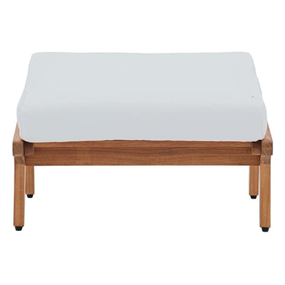 Saratoga Outdoor Patio Teak Ottoman, Wood, White Natural 13881