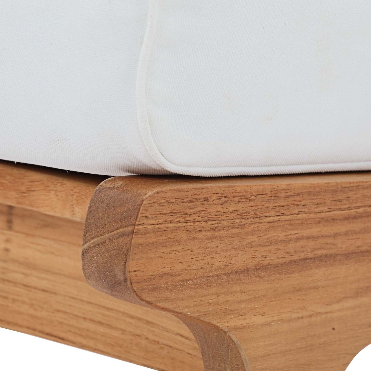 Saratoga Outdoor Patio Teak Ottoman, Wood, White Natural 13881