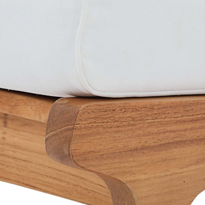 Saratoga Outdoor Patio Teak Ottoman, Wood, White Natural 13881