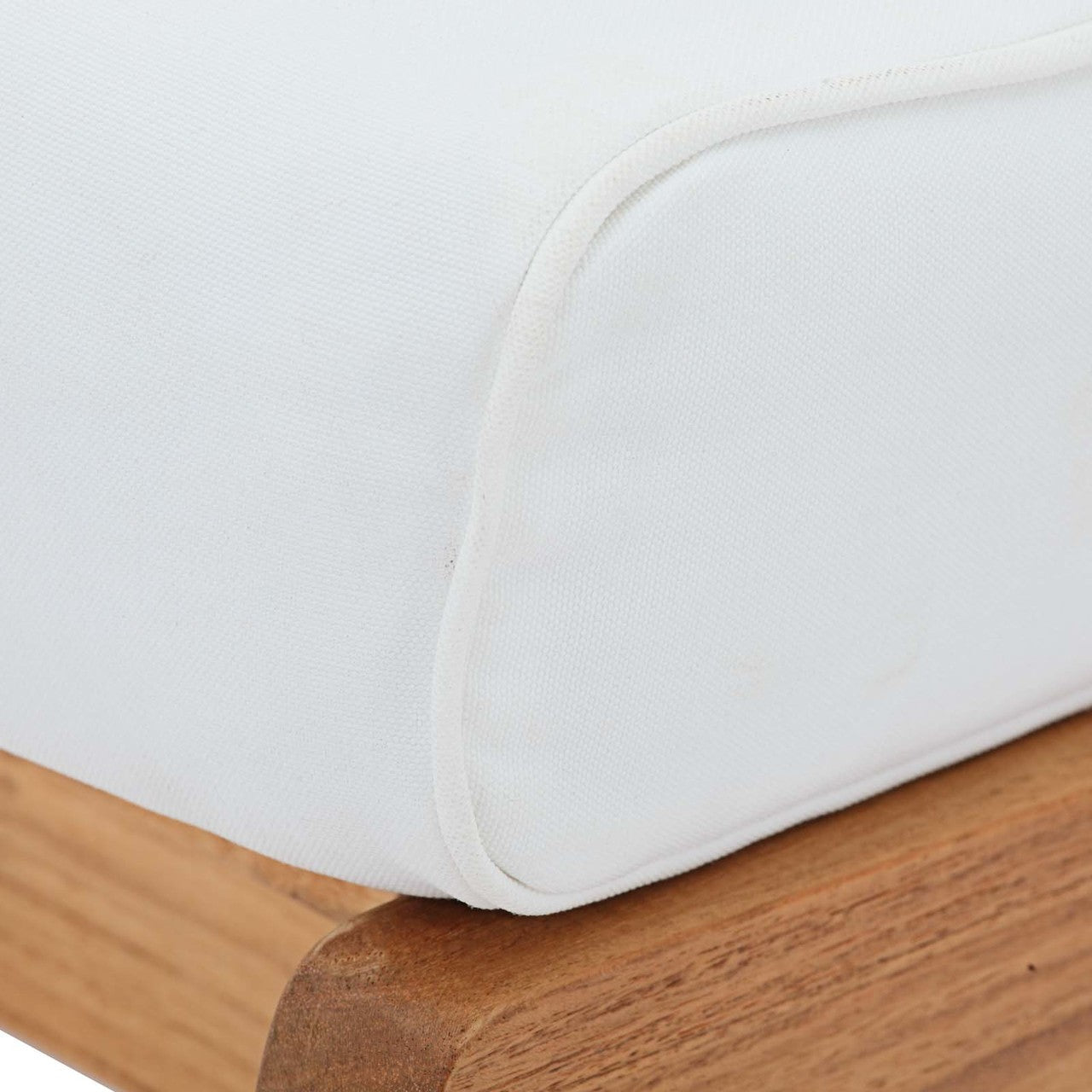 Saratoga Outdoor Patio Teak Ottoman, Wood, White Natural 13881