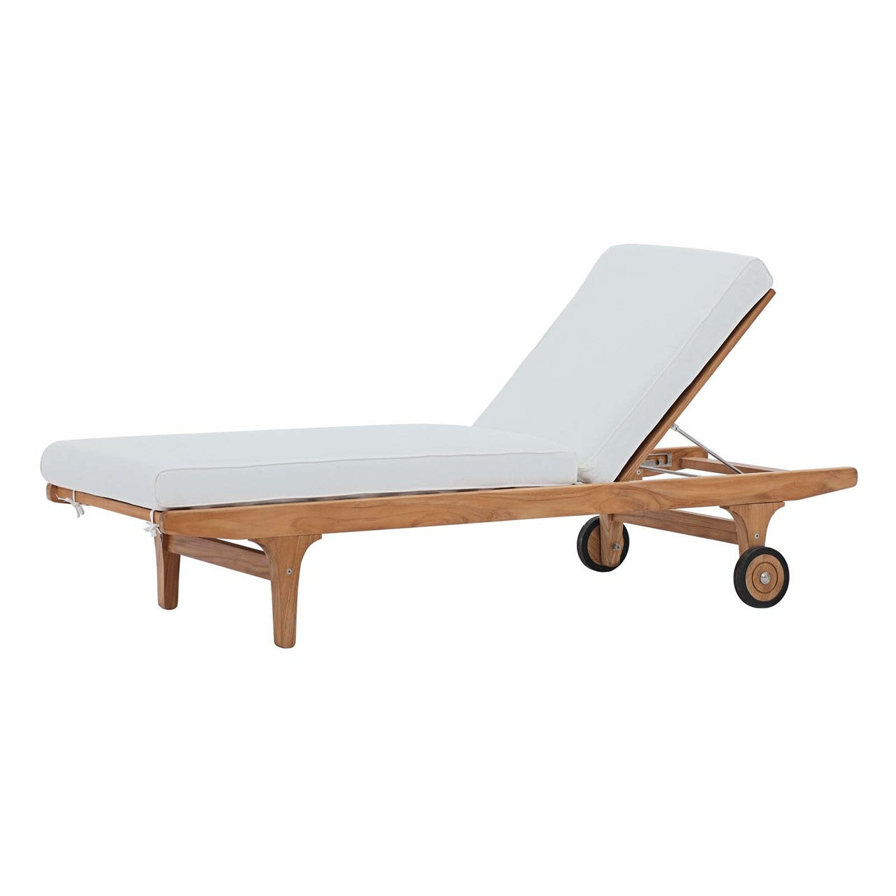 Saratoga Outdoor Patio Teak Chaise Lounge, Wood, White Natural 13882
