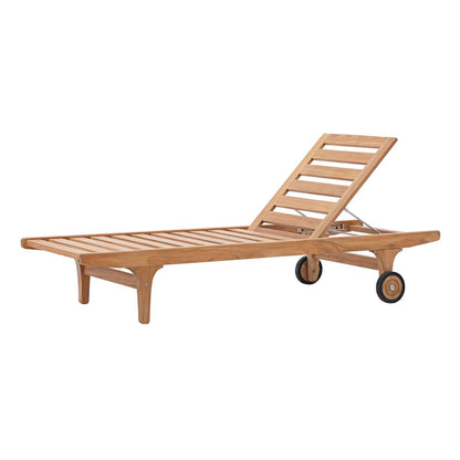 Saratoga Outdoor Patio Teak Chaise Lounge, Wood, White Natural 13882