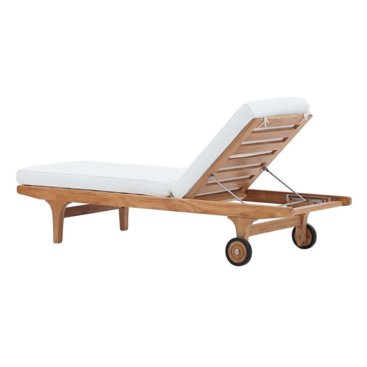 Saratoga Outdoor Patio Teak Chaise Lounge, Wood, White Natural 13882