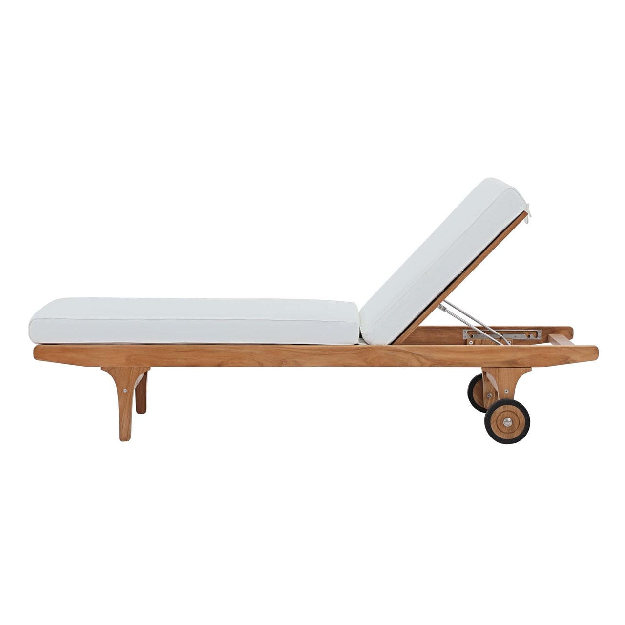 Saratoga Outdoor Patio Teak Chaise Lounge, Wood, White Natural 13882