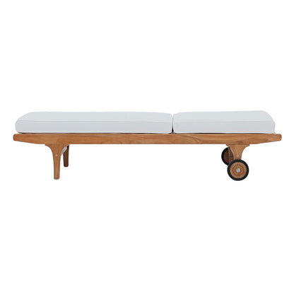 Saratoga Outdoor Patio Teak Chaise Lounge, Wood, White Natural 13882