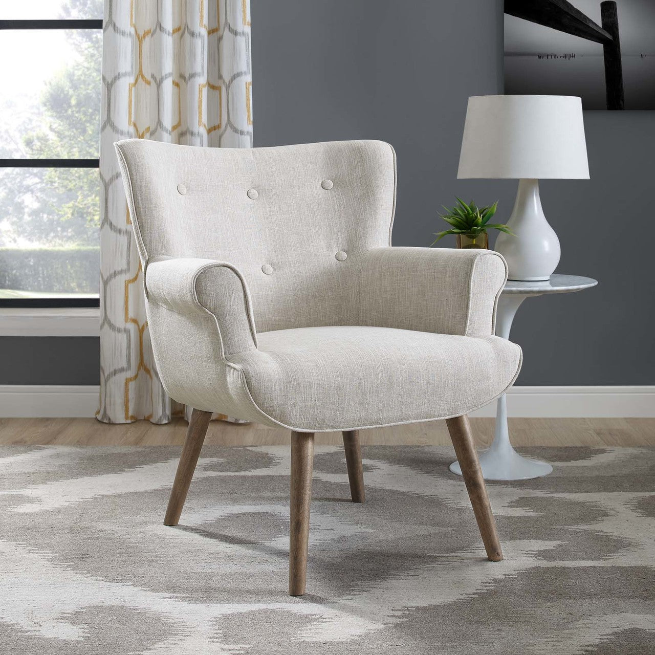 Cloud Upholstered Armchair, Fabric, Beige 13884