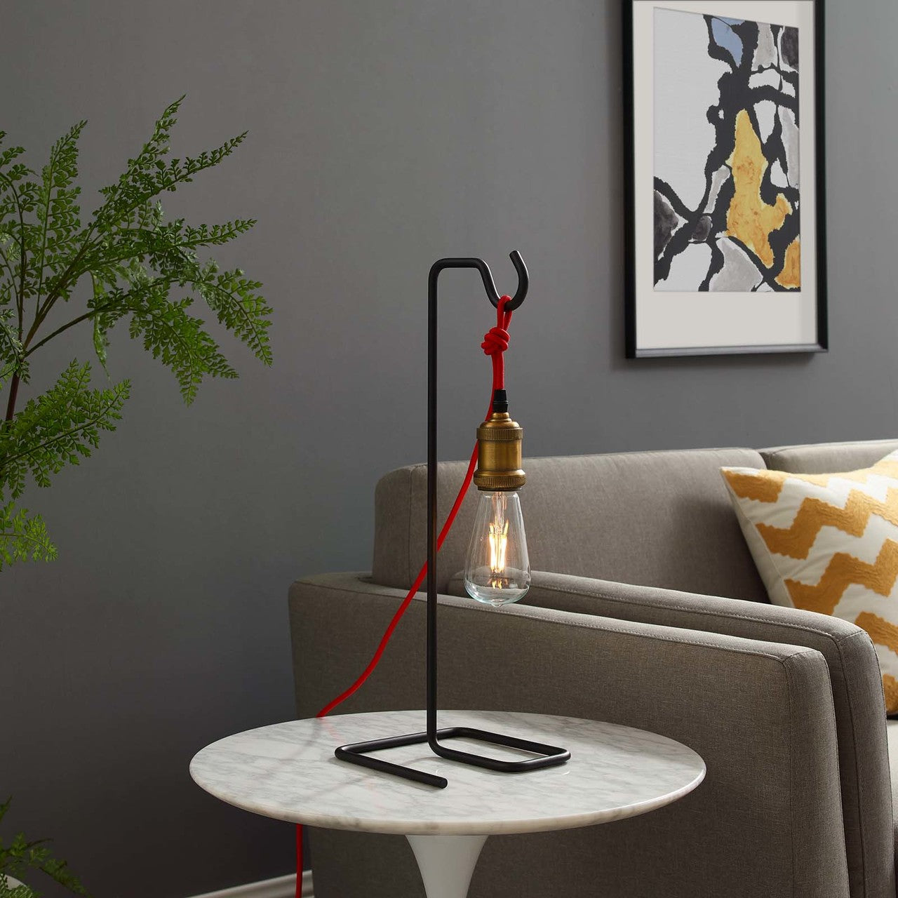 Signal Table Lamp, Metal Steel, Black Red 15682