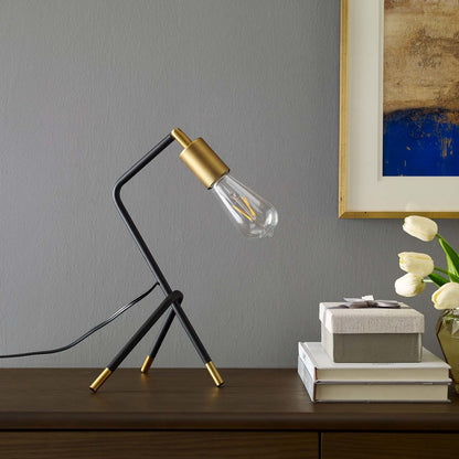 Achievement Table Lamp, Metal Steel, Black Gold 15683