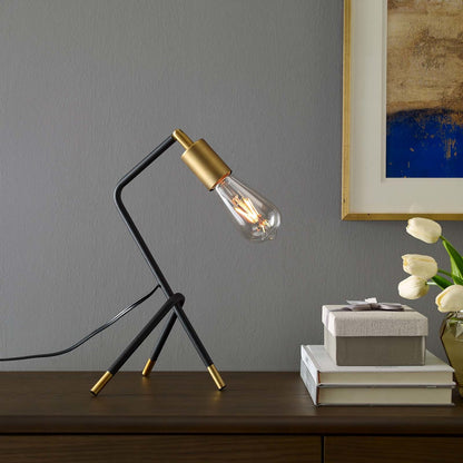 Achievement Table Lamp, Metal Steel, Black Gold 15683