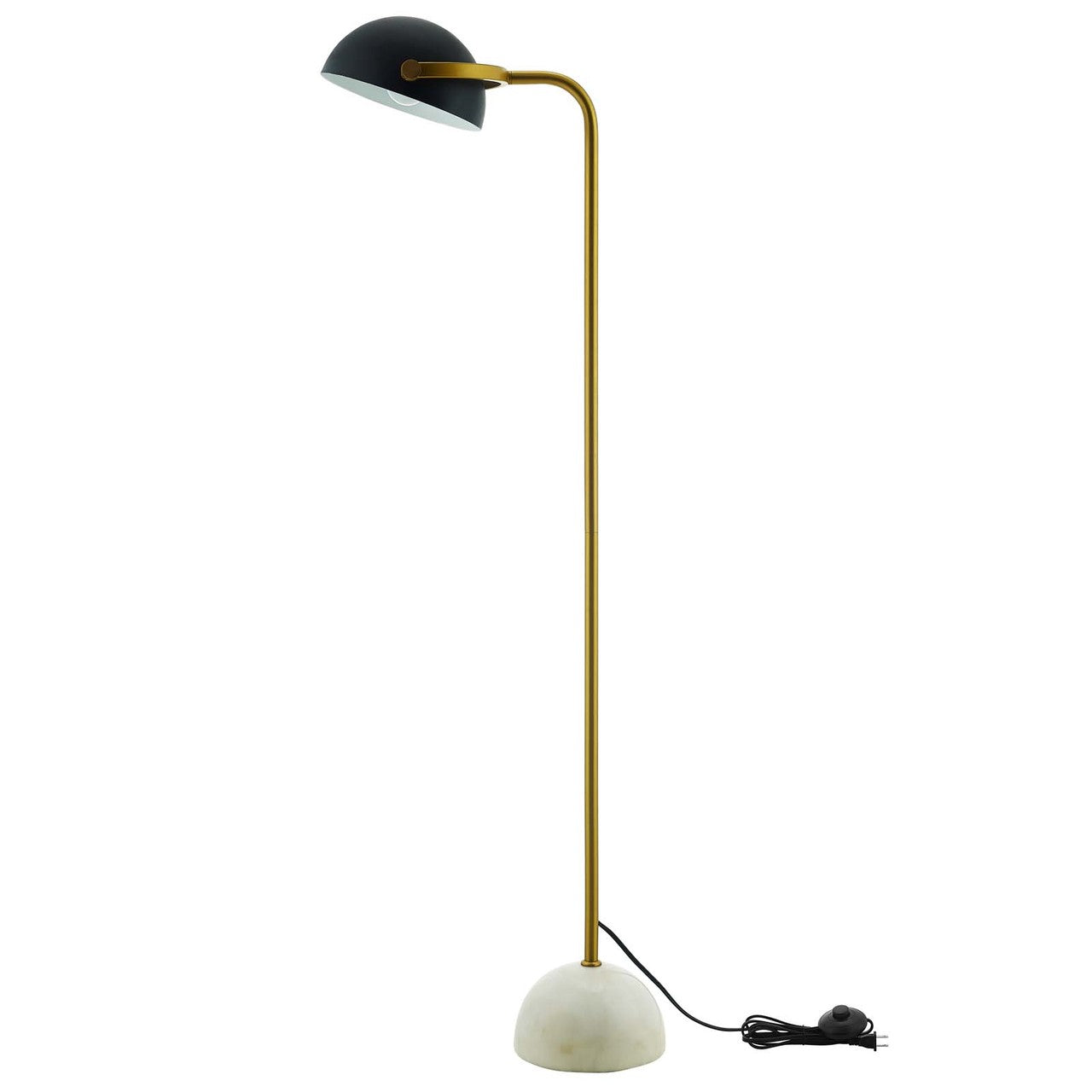 Convey Bronze and White Marble Floor Lamp, Metal Steel, Black Gold 15684