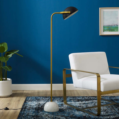 Convey Bronze and White Marble Floor Lamp, Metal Steel, Black Gold 15684