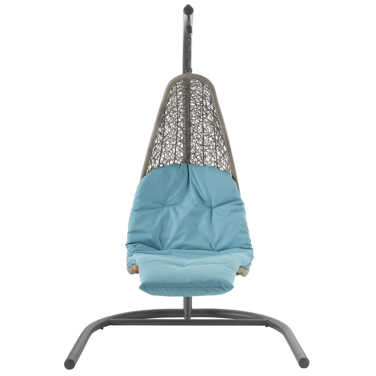 Landscape Hanging Chaise Lounge Outdoor Patio Swing Chair, Rattan Wicker, Blue Light Gray 15187