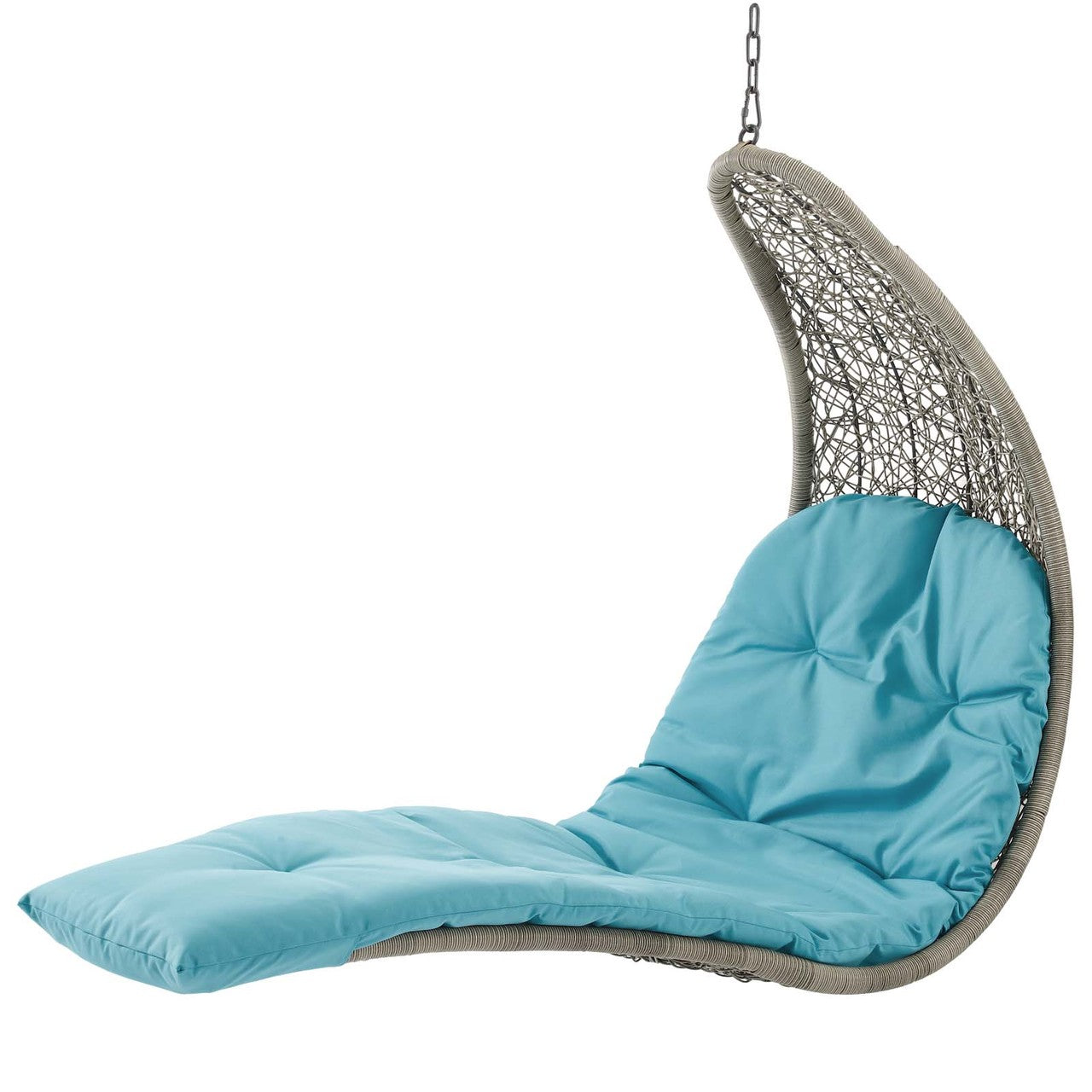 Landscape Hanging Chaise Lounge Outdoor Patio Swing Chair, Rattan Wicker, Blue Light Gray 15187