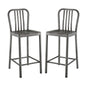 Clink Counter Stool Set of 2, Metal Steel, Silver 13889
