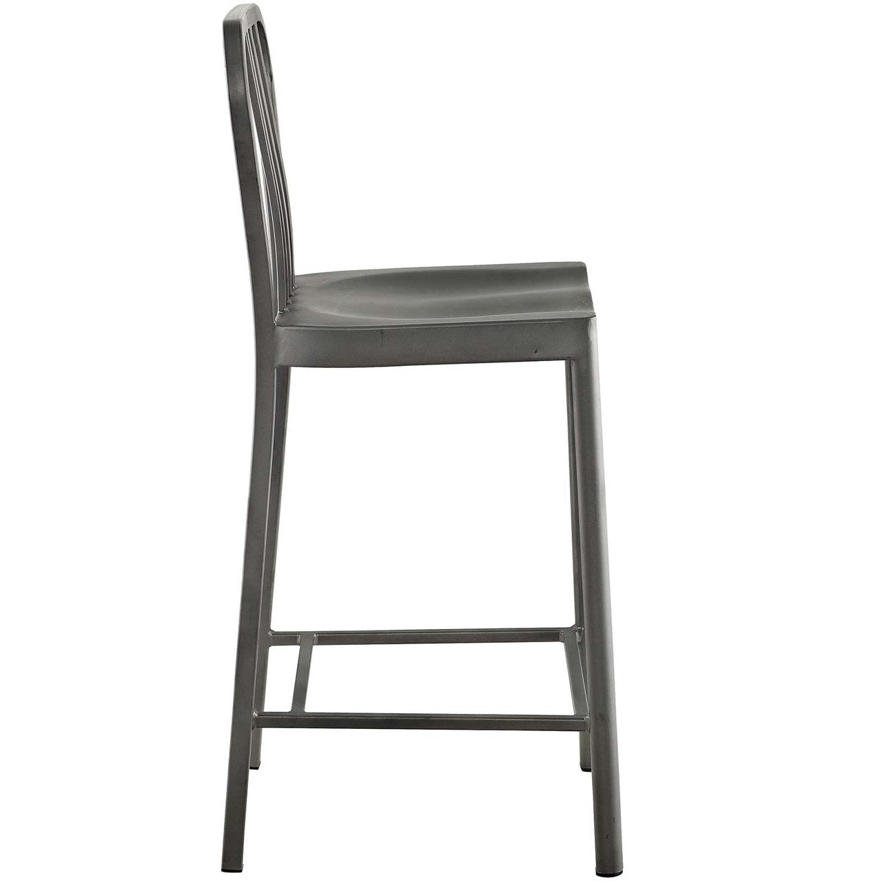 Clink Counter Stool Set of 2, Metal Steel, Silver 13889