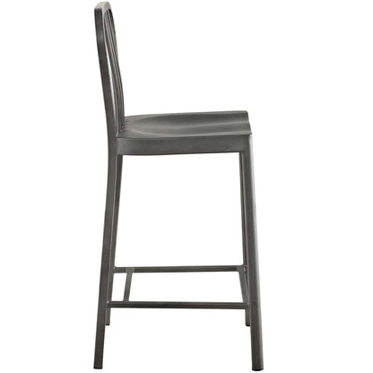 Clink Counter Stool Set of 2, Metal Steel, Silver 13889