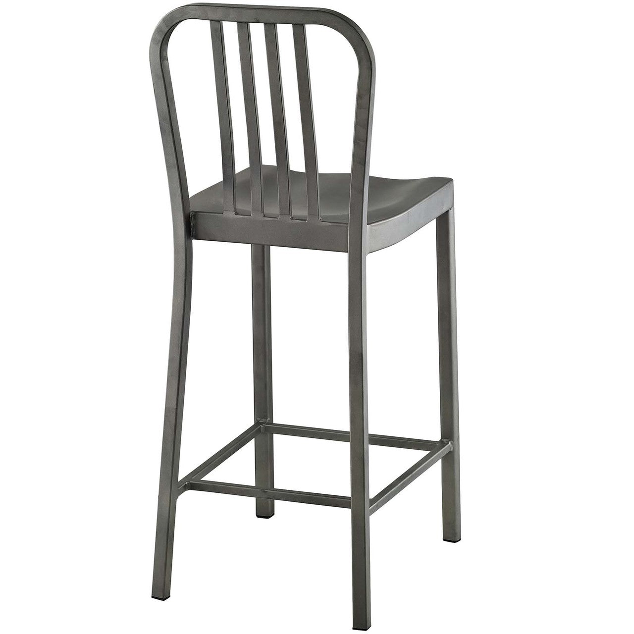 Clink Counter Stool Set of 2, Metal Steel, Silver 13889