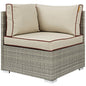 Repose Outdoor Patio Corner, Sunbrella Rattan Wicker, Light Gray Beige 13890