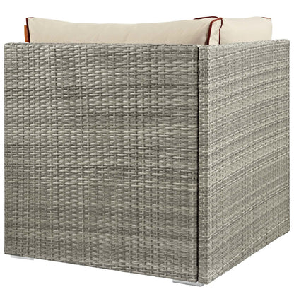 Repose Outdoor Patio Corner, Sunbrella Rattan Wicker, Light Gray Beige 13890