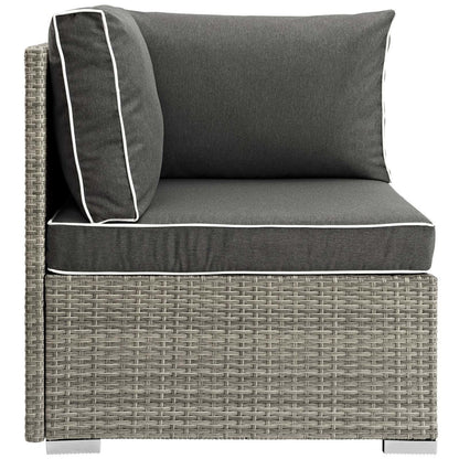 Repose Outdoor Patio Corner, Sunbrella Rattan Wicker, Dark Grey Gray 13891