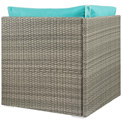Repose Outdoor Patio Corner, Sunbrella Rattan Wicker, Blue Light Gray 13894