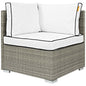Repose Outdoor Patio Corner, Sunbrella Rattan Wicker, White Light Gray 13895