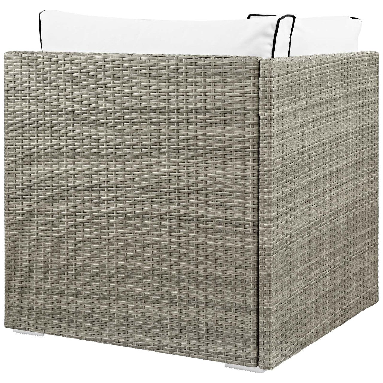 Repose Outdoor Patio Corner, Sunbrella Rattan Wicker, White Light Gray 13895
