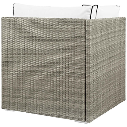 Repose Outdoor Patio Corner, Sunbrella Rattan Wicker, White Light Gray 13895
