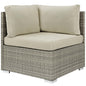 Repose Sunbrella® Fabric Outdoor Patio Corner, Sunbrella Rattan Wicker, Light Gray Beige 13896