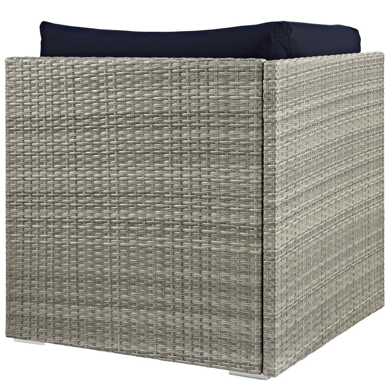 Repose Sunbrella® Fabric Outdoor Patio Corner, Sunbrella Rattan Wicker, Navy Blue Light Gray 13897