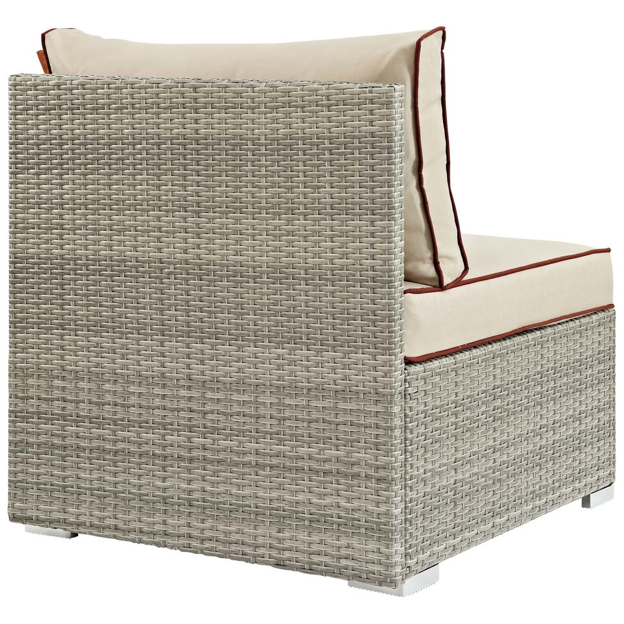Repose Outdoor Patio Armless Chair, Sunbrella Rattan Wicker, Light Gray Beige 13898