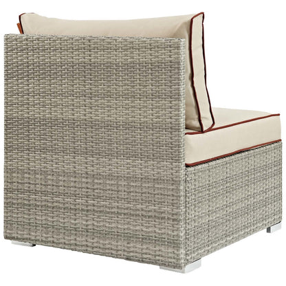 Repose Outdoor Patio Armless Chair, Sunbrella Rattan Wicker, Light Gray Beige 13898