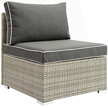 Repose Outdoor Patio Armless Chair, Sunbrella Rattan Wicker, Dark Grey Gray 13899