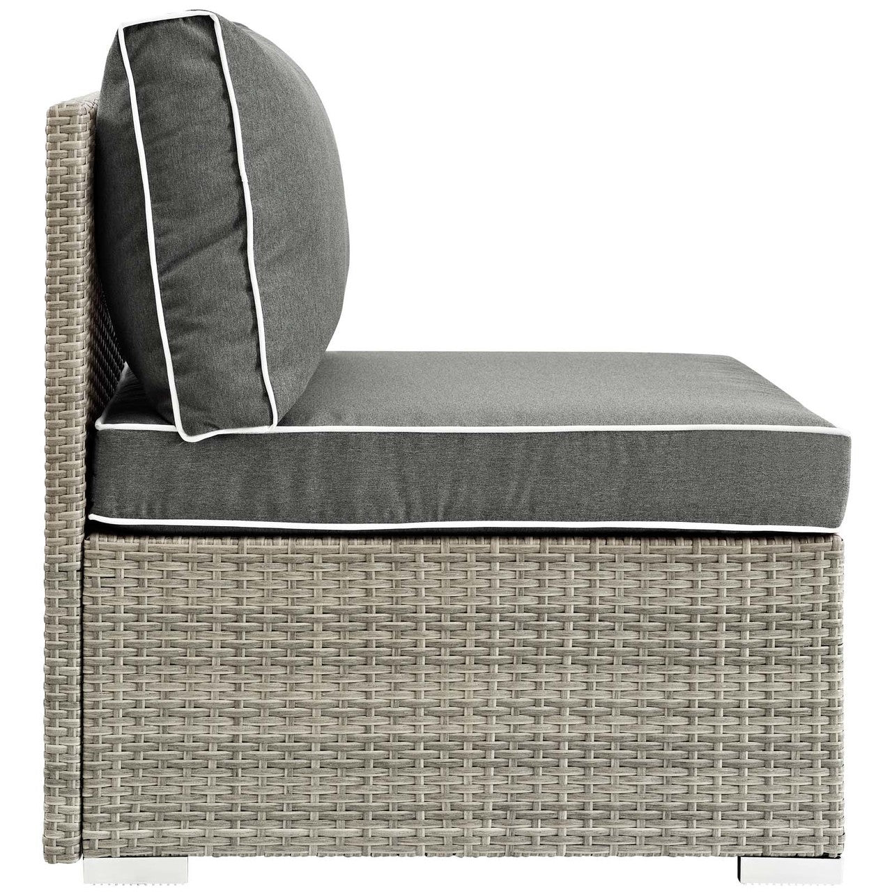 Repose Outdoor Patio Armless Chair, Sunbrella Rattan Wicker, Dark Grey Gray 13899
