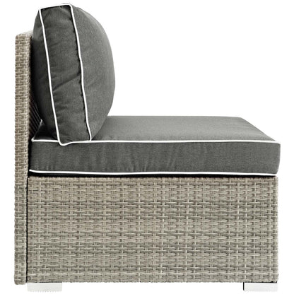 Repose Outdoor Patio Armless Chair, Sunbrella Rattan Wicker, Dark Grey Gray 13899