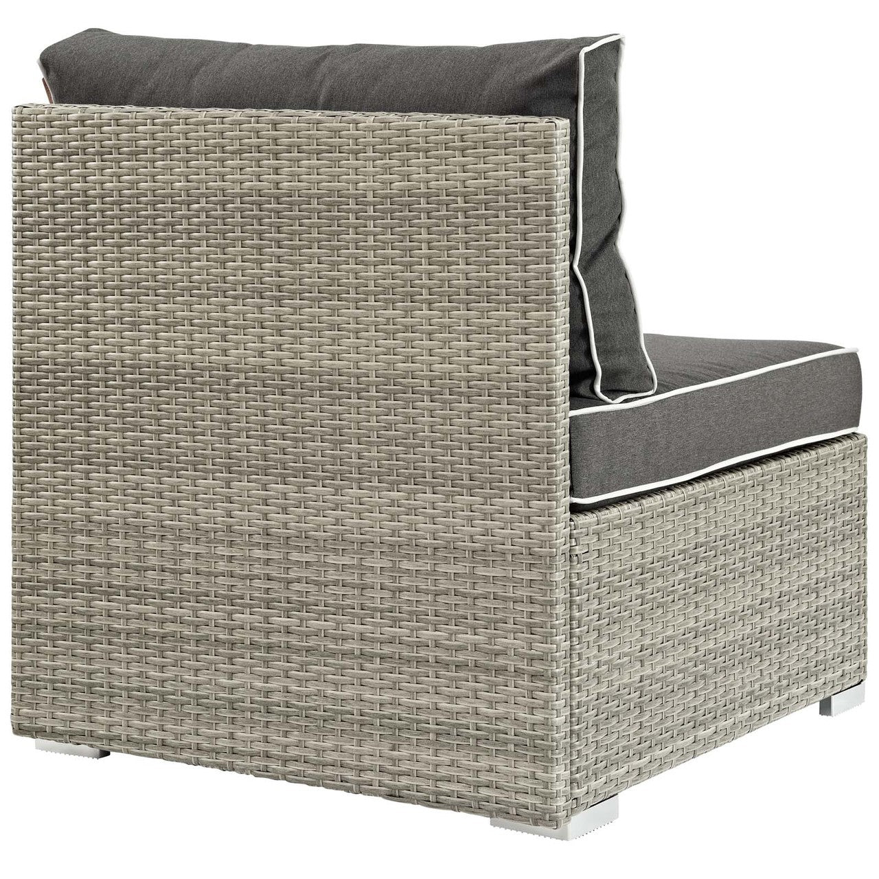 Repose Outdoor Patio Armless Chair, Sunbrella Rattan Wicker, Dark Grey Gray 13899