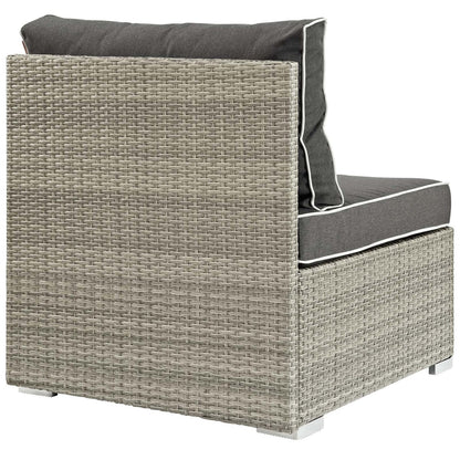 Repose Outdoor Patio Armless Chair, Sunbrella Rattan Wicker, Dark Grey Gray 13899
