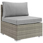 Repose Outdoor Patio Armless Chair, Sunbrella Rattan Wicker, Grey Gray 13900