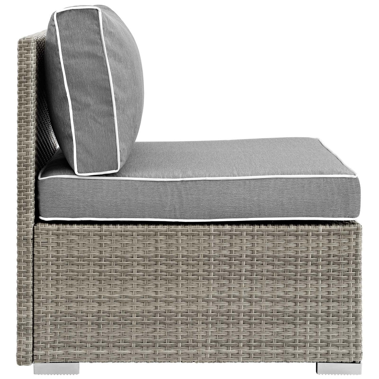 Repose Outdoor Patio Armless Chair, Sunbrella Rattan Wicker, Grey Gray 13900