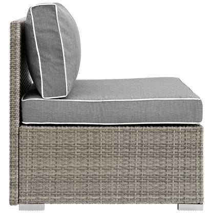 Repose Outdoor Patio Armless Chair, Sunbrella Rattan Wicker, Grey Gray 13900