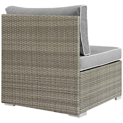Repose Outdoor Patio Armless Chair, Sunbrella Rattan Wicker, Grey Gray 13900