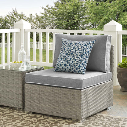 Repose Outdoor Patio Armless Chair, Sunbrella Rattan Wicker, Grey Gray 13900