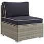 Repose Outdoor Patio Armless Chair, Sunbrella Rattan Wicker, Navy Blue Light Gray 13901